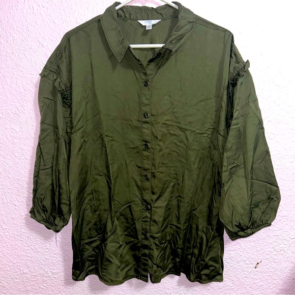 NEW Time and Tru Women’s XXL army green blouse - Picture 1 of 2